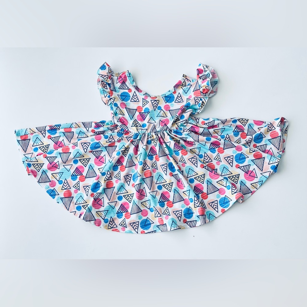 Dot dot smile girls twirl flutter sleeve dress 6-12m
